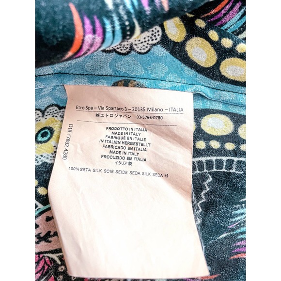 Etro Jungle Silk Lace-up Front Bell Sleeve Blouse Size 42 - Picture 10 of 13